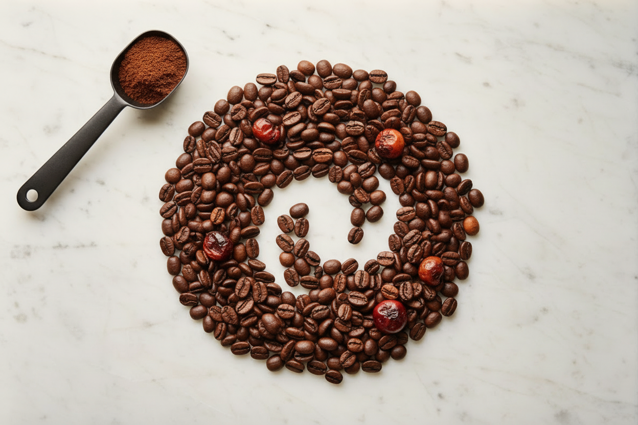 Cream-warm elegant coffee beans with spoon